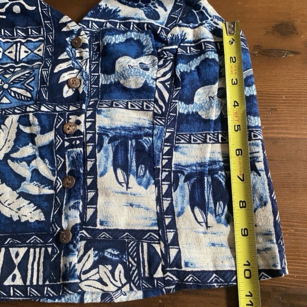 Vintage Hilo Hattie Women’s Hawaiian Blue White Cotton Halter Top Festival SMALL - Picture 9 of 10